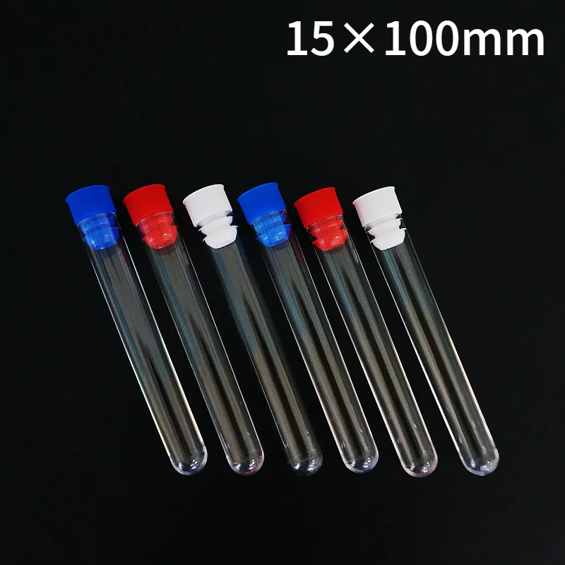 

Пробирки пластиковые прозрачные с цветной пробкой и нажимным колпачком для школьных экспериментов, 50 шт./лот, 15x100 мм