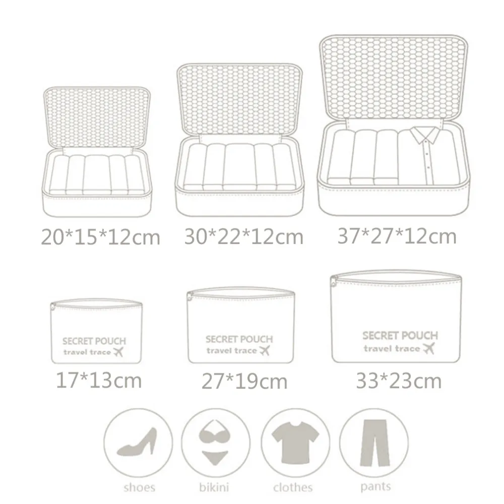 Korean Style 6 Pcs/Set Travel Home Luggage Storage Bag Clothes Organizer Portable Pouch Case Colors | Дом и сад