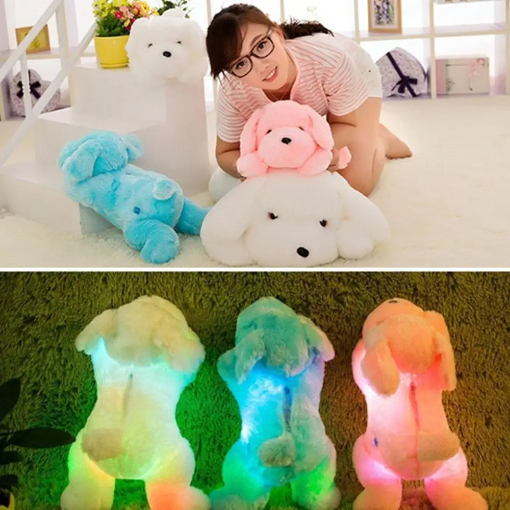 

1pc 35/ 50cm Creative Light Up LED Teddy Dog Stuffed Animals Luminous Plush Toy Colorful Glowing Pillows Christmas Gift for Kids