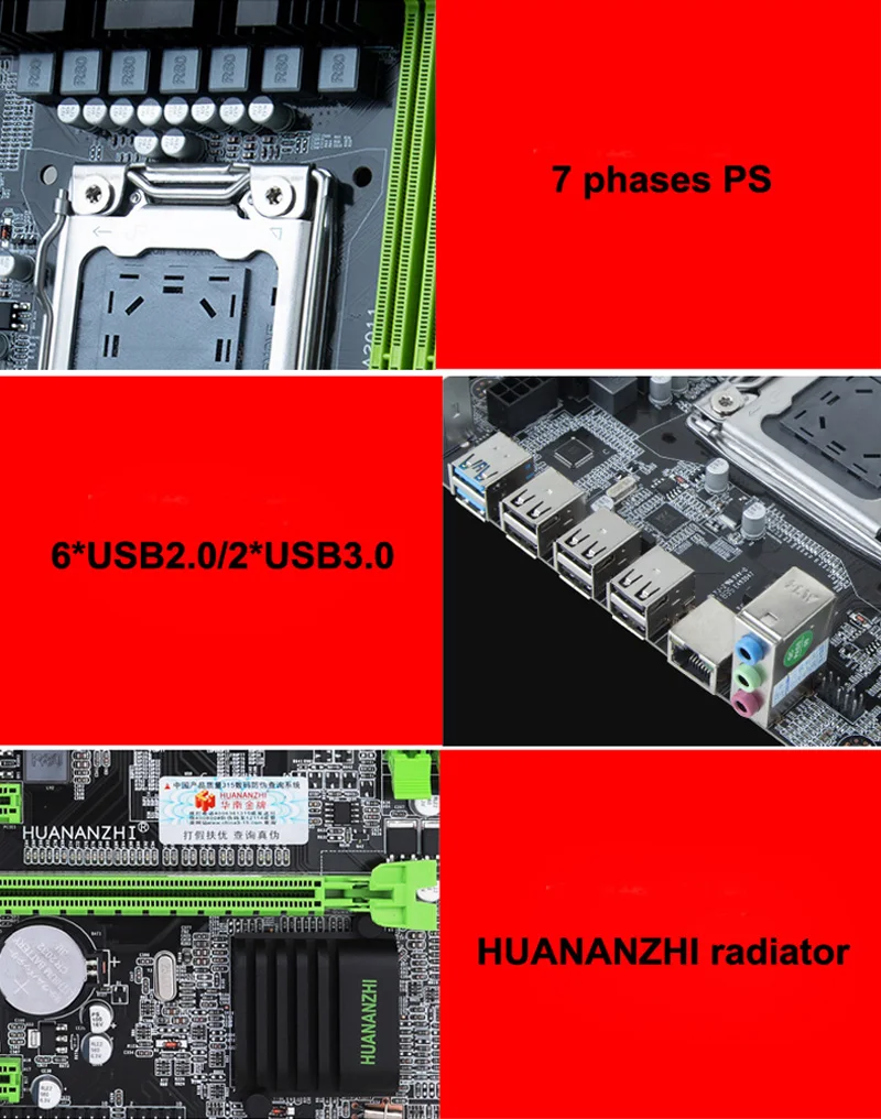 Verkauf Qualität Mobo HUANANZHI X79 Motherboard Mit CPU Xeon E5 2660 V2 Mit 6 Heatpipes Kühler RAM 8G DDR3 REG ECC 2 Jahre Garantie