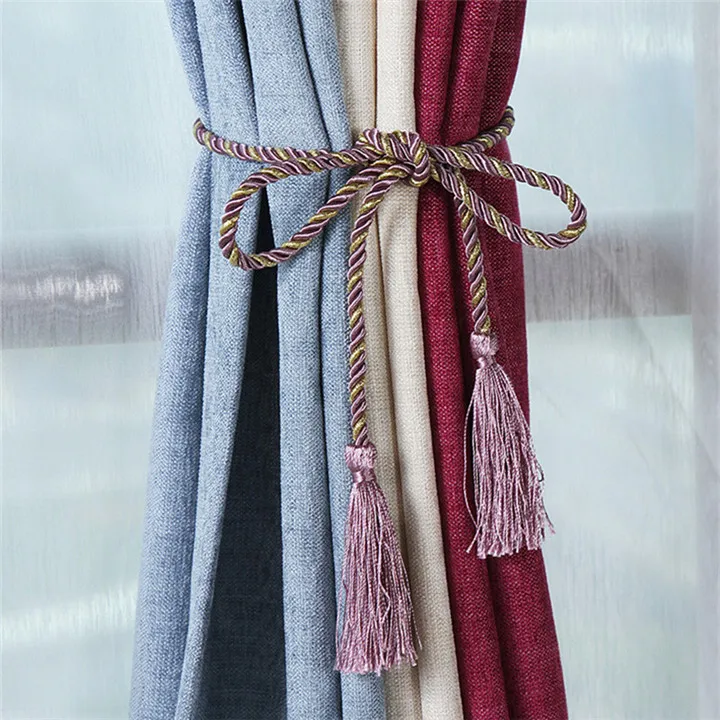 Light purple Rope XZJJA 2-10 шт кисточкой бахрома закрепить веревку магнитный кристаллик для занавесок комнаты Аксессуары Завязки для штор украшения занавеска для дома Шнур пряжки - Цвет: Light purple Rope