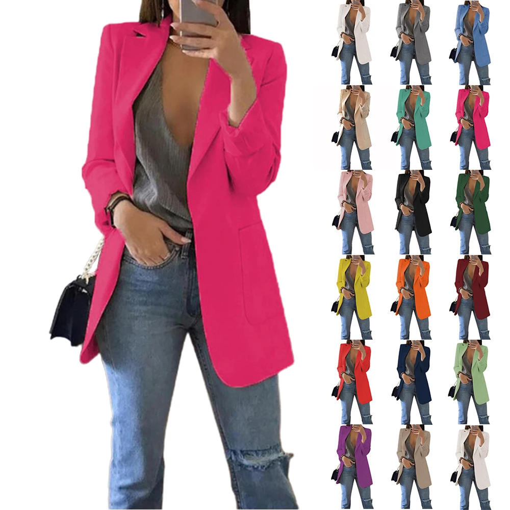 

Debracat High Quality Suit Jackets Lapel Collar Blazers Women Long Sleeve Blazer Coat Ladies Casual Fit Cardigan Jacket