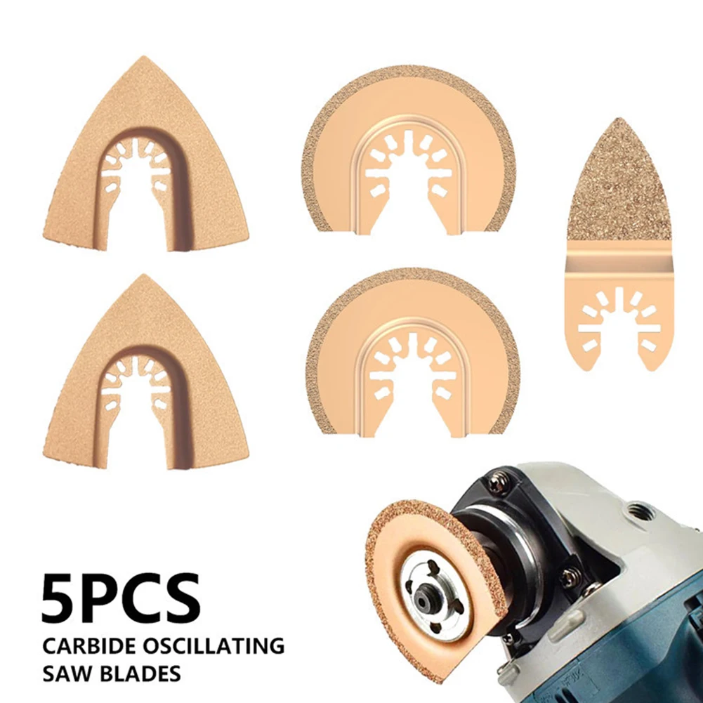 

5pcs/set Oscillating Tool Carbide Grinding Multifunctional Hard Tools Ceramic Tile Quick Release Concrete Trimming Saw Blade
