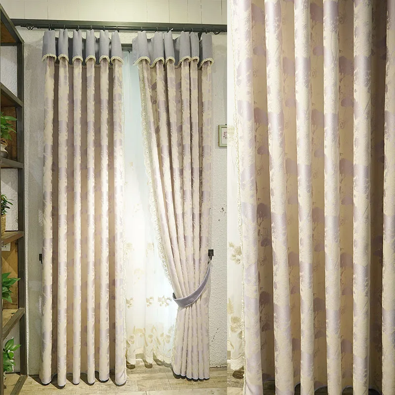 

European modern curtain double face jacquard curtain living room bedroom study landing luxury high shading curtain curtains