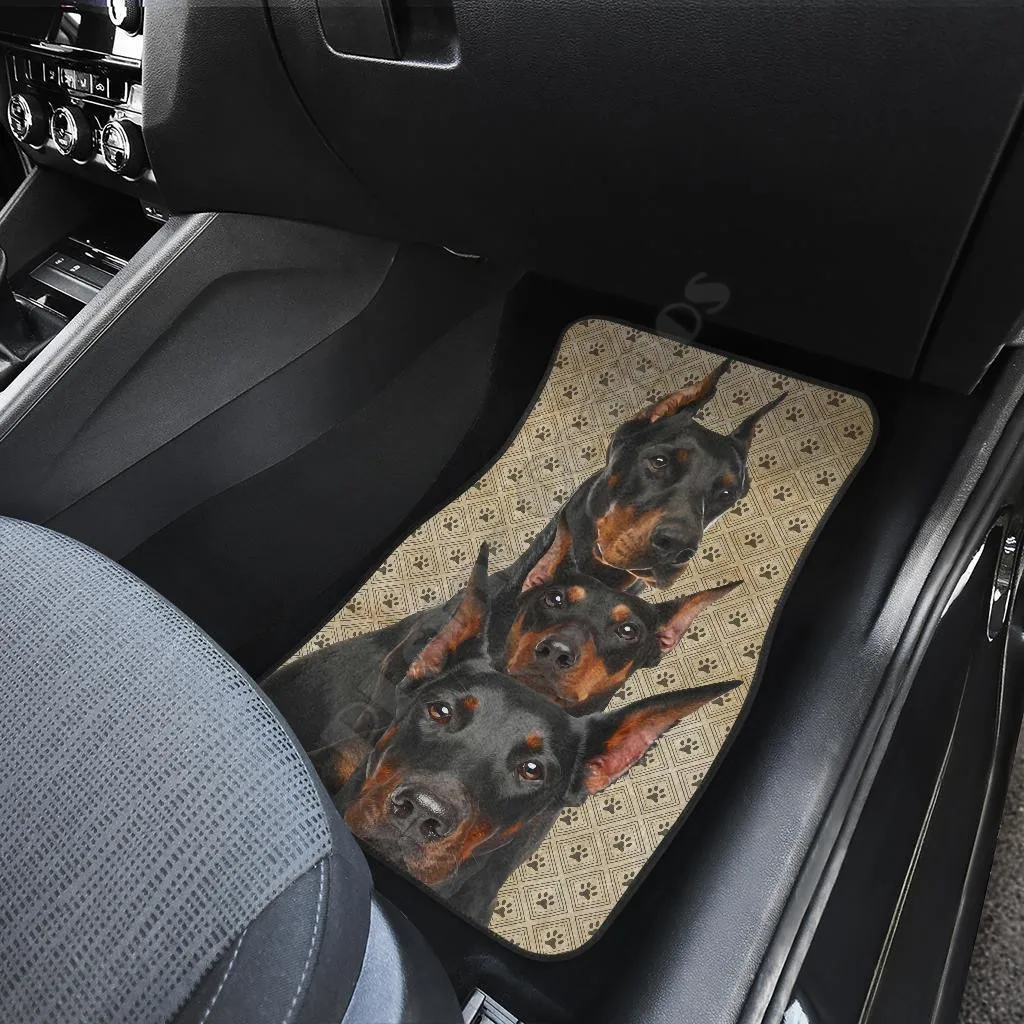 Коврики для автомобиля Doberman с забавным принтом для любителей собак 3D-печати, подходят для большинства автомобилей, антипригарные, дешевые, красочные.