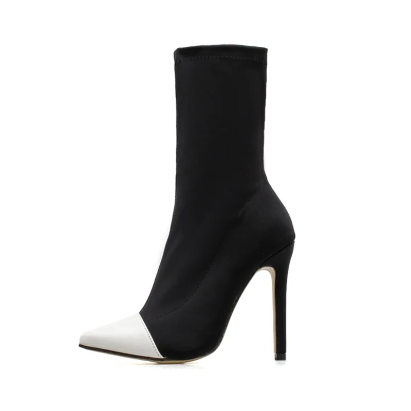 

2021 Ankle Boots Pointed Toe Boots High Heels Platform Women Boots Stretch Boots Женские сапоги
