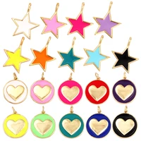 star coin heart enamel charm neon pink orange turquoise blue oil droppedreal gold plated necklace bracelet pendant
