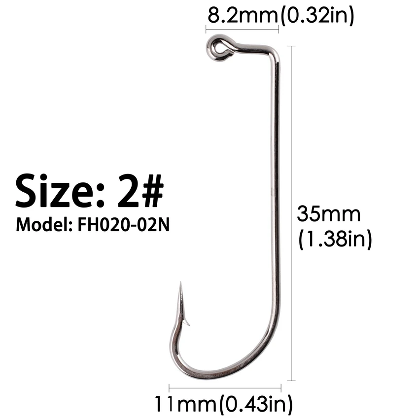 200 шт. размер 2 #-5/0 # Высокоуглеродистый офсетный джиг-крючок стальной рыболовный