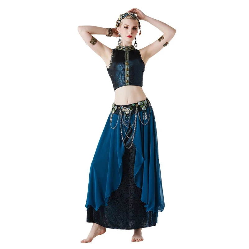 Женский костюм для танца комплект из 2 предметов топ с V-образным вырезом и юбка