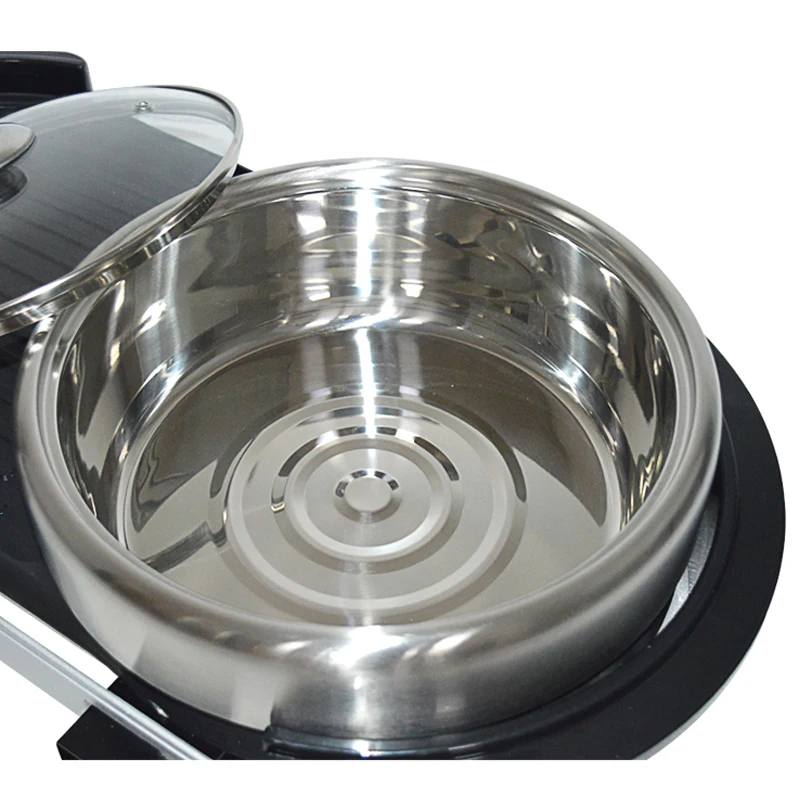 Электрическая антипригарная тарелка для барбекю + суповая кастрюля Бездымная