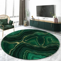 nordic dark green marble pattern round carpet modern living room coffee table mat home decoration rug yt01