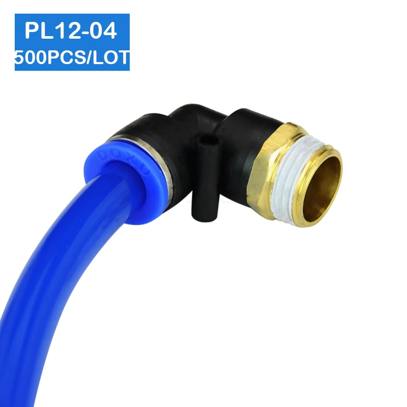 

500 Pcs of PL12-04 Free shipping, L Shaped PT 1/2" Male Threaded to 12mm Tubing Pneumatic Quick Fitting