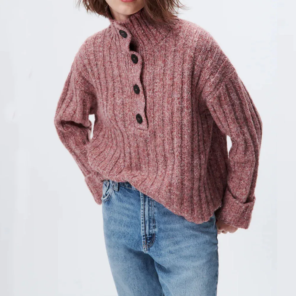 

Fall/winter 2021 Women's New Retro Red Turtleneck Rib Sweater Sweater
