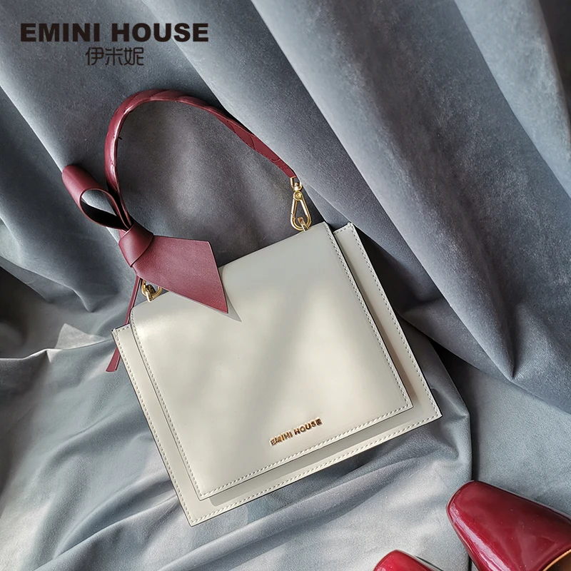 EMINI HOUSE сумка на плечо с бантиком, сумки через плечо для женщин, роскошные сумки, женские сумки, дизайнерская женская сумка из спилка
