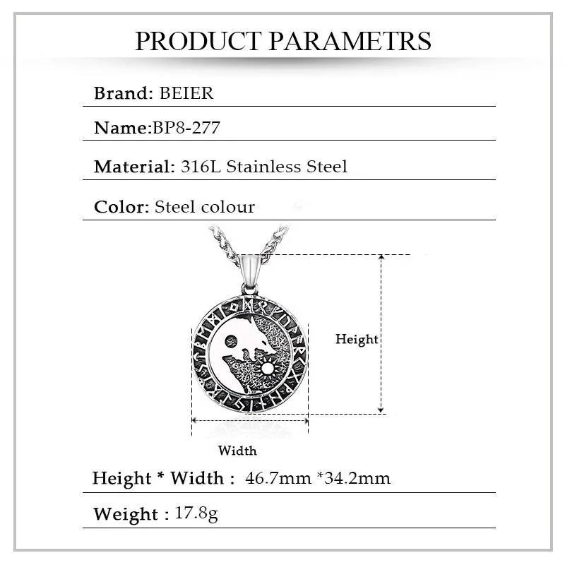 Байер 316L нержавеющая Viking нордический амулет большой цепь Мужчины ювелирные
