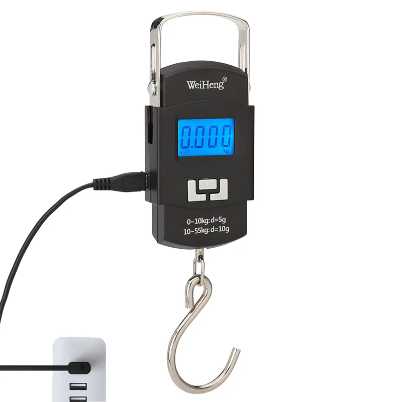 

Rechargeable Digital Scale for Fishing Luggage Travel Weighting Steelyard Hanging Electronic Hook Scale Kitchen Weight Tool