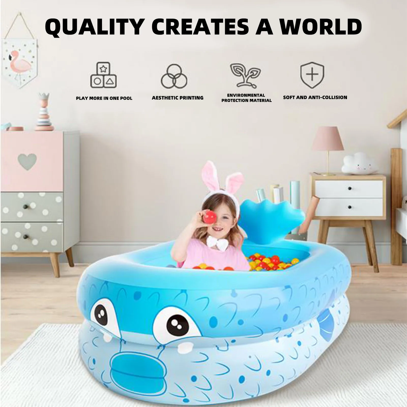 

Children's Cartoon Pool Home Inflatable Infant Swimming Pool Thickened Water Amusement Portable Baby Tub Pool Toddler Games