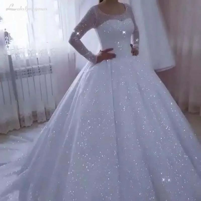 Vestido De Noiva взрослых блестящие свадебные платья 2020 бальное платье с длинными