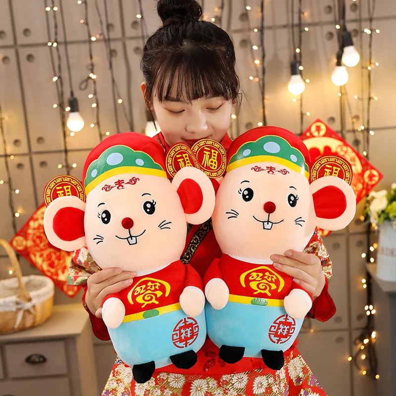 

2020 Hot Selling Big Rat Mascot Doll New Year Lucky zhao fu Gift Plush Toy