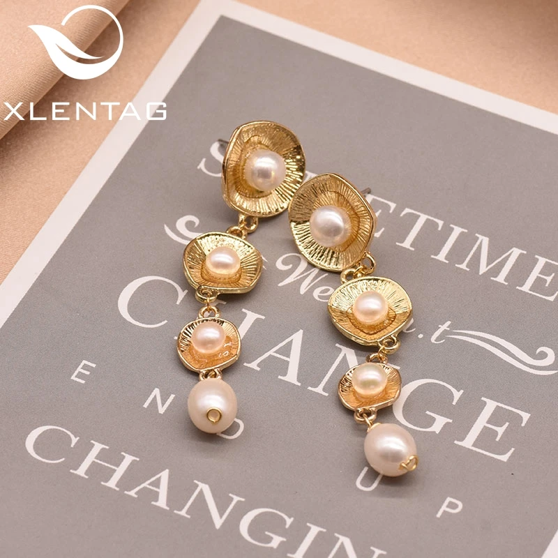 

XlentAg Natural Freshwater Pearl Shell Earrings Aesthetic Heart Earings Butterfly Party Gift Korean Luxury Jewelry Women GE0845