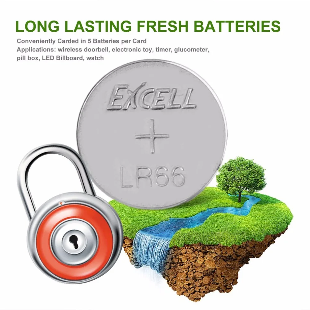 10 шт./лот Excel 1,5 V LR66/177/377/AG4 Кнопка ячейки Батарея аккумулятора кнопочного типа длинные Срок годности для часы электронные игрушки