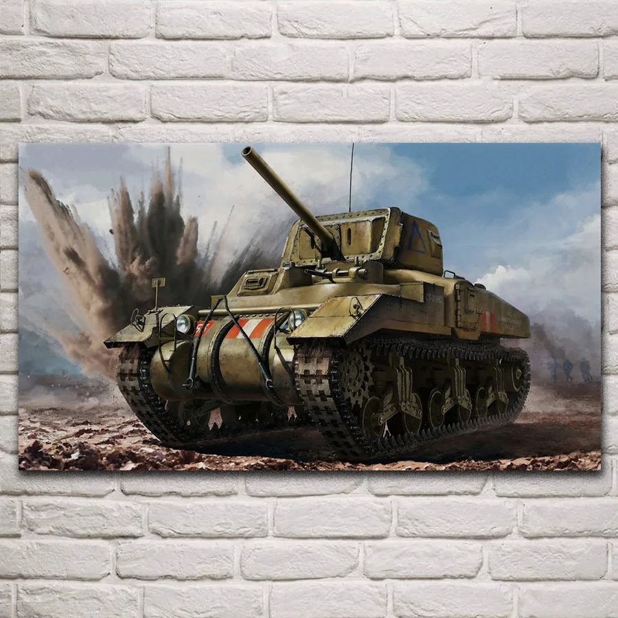 

M4A5 Ram Mk. II ww2 us tank military fanart fabric posters on the wall picture home art living room decoration KM968