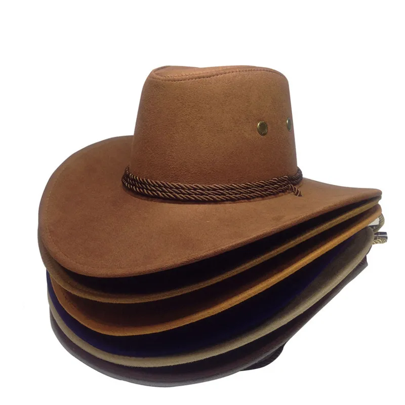 

American West Cowboy Hat Suede Outdoor Sun Hat Men's Riding Jazz Hat Big Wide Brim Party Formal Panama Cap Dress Hat