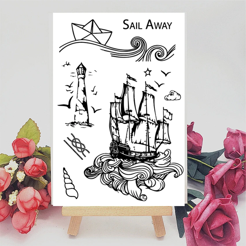 11x16 см пиратский корабль прозрачный печать прозрачные наклейки силиконовый