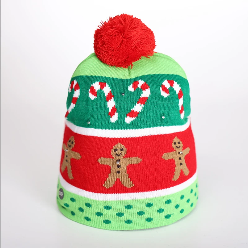 

LED Christmas Hats Beanie Sweater Christmas Santa Light Up Knitted Winter Hat for Kid Adult Christmas Party Warmer Cap
