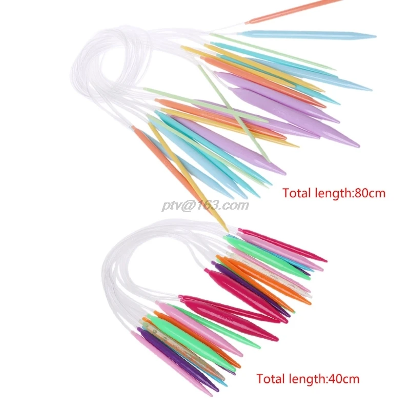 

12x Plastic Circular Knitting Needle Crochet Set Craft Multicolor Tube 40cm 80cm