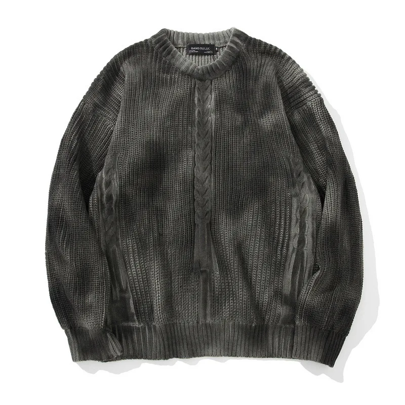 

Autumn and Winter Port Fashion Day tie-dyed knitted sweater men's gradual change color sweater women's loose coat head