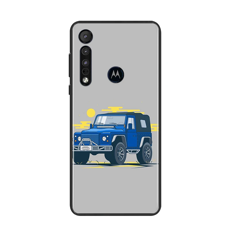 

Cartoon Sports Car for Motorola G9 G8 G Edge One E7 E6 Power Lite Marco Hyper Fusion Plus Play Black Phone Case