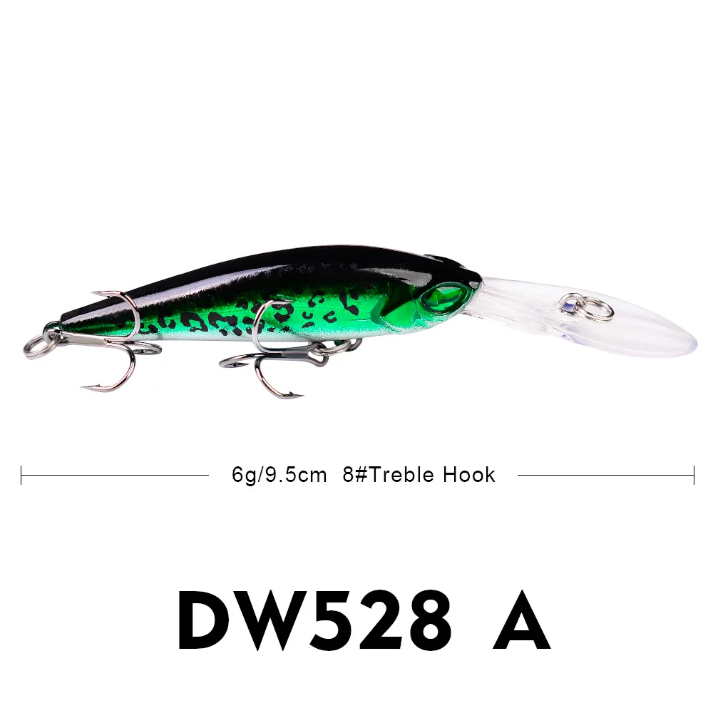 

1 Pcs Minnow Fishing Lure 9.5cm 6g Floating Artificial Hard Bait Bass Wobblers Lures Crankbait Pike Treble Hooks Tackle