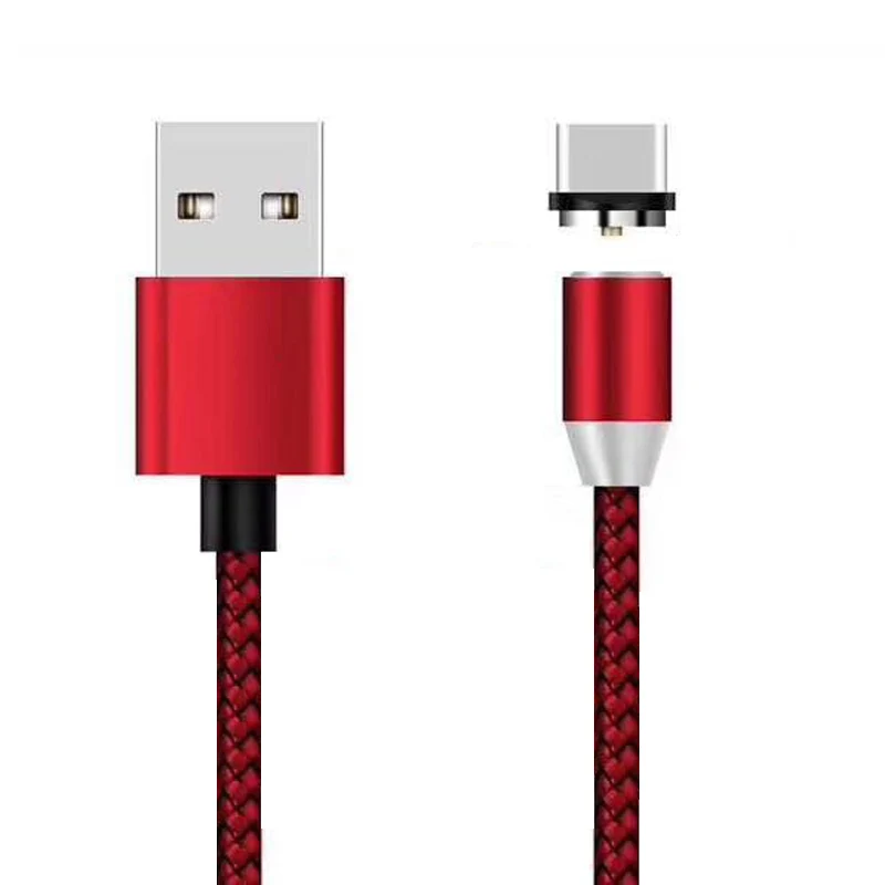 Магнитный USB кабель 1 м зарядный USB кабель Магнитный зарядный Micro USB кабель для мобильного телефона USB шнур - Цвет: Красный