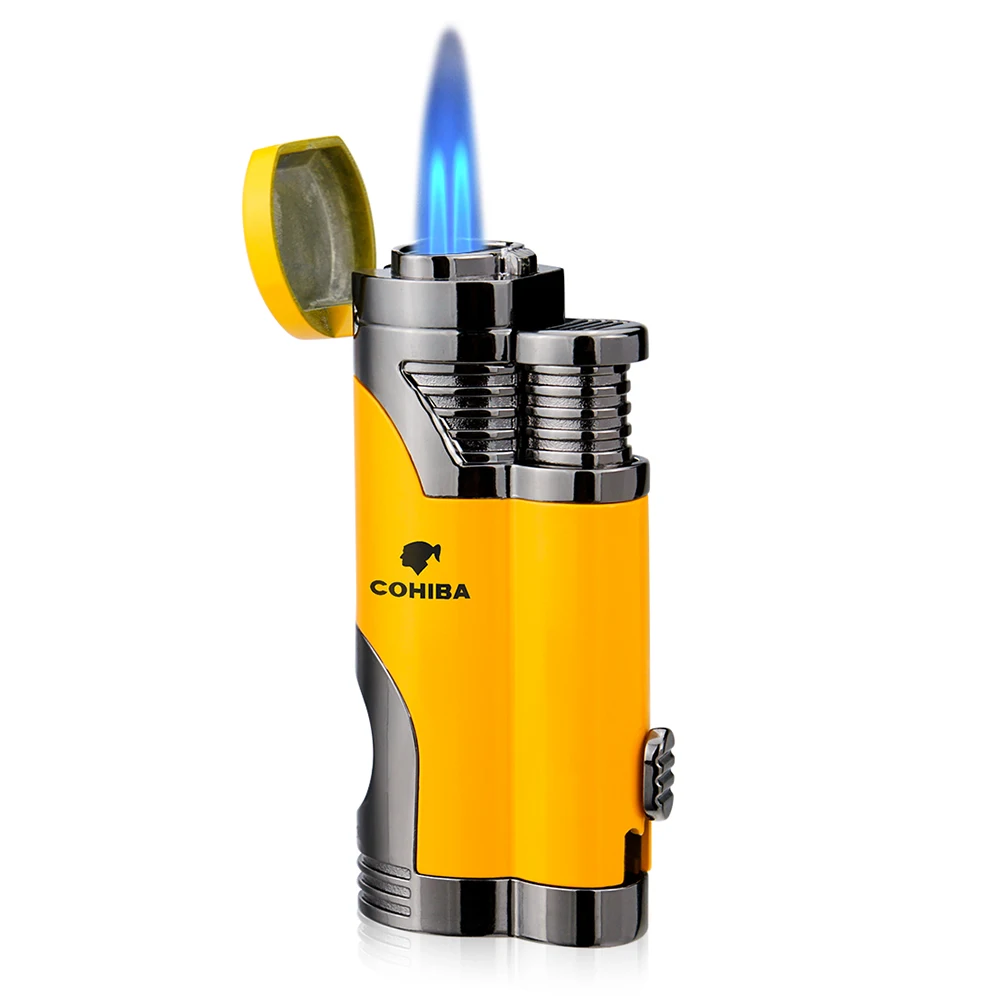Зажигалка COHIBA для сигар многоразовая зажигалка с 2 фонарь елями струйного
