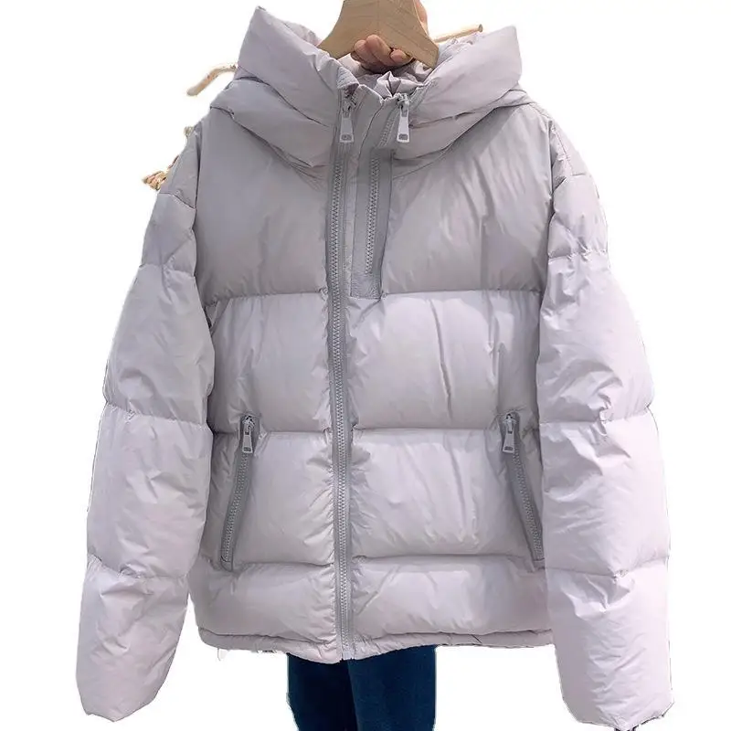 

2021 winter bread white duck down jacket female Dongdaemun hooded thickening ladies warm and fashionable
