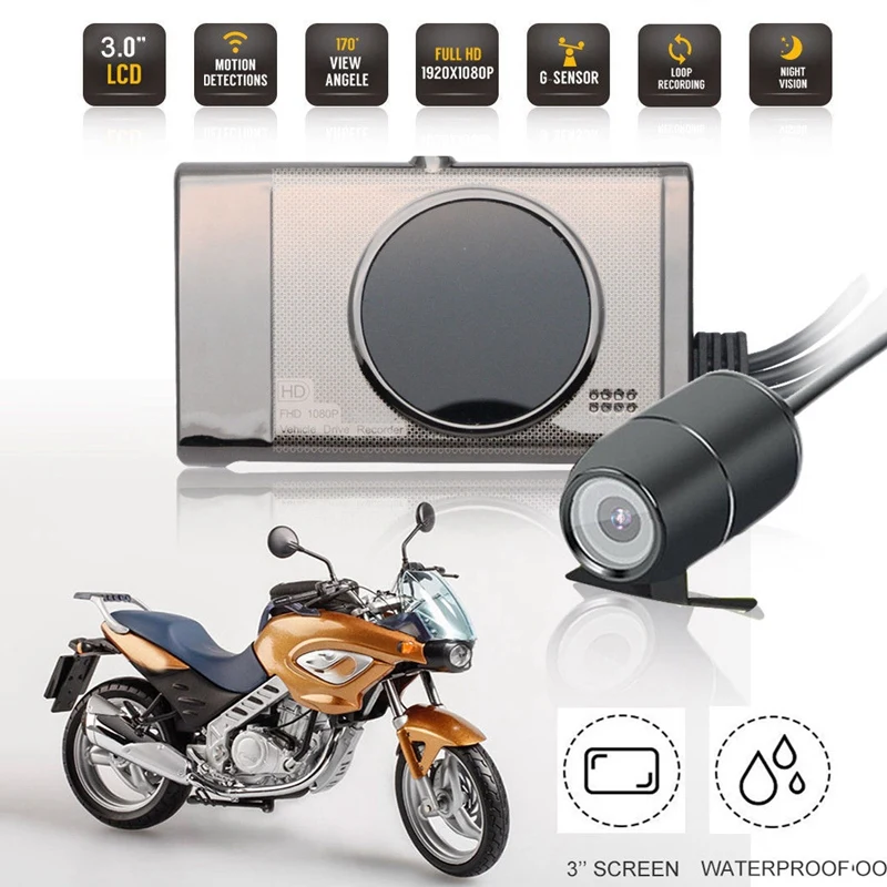 3 дюймов мотоцикл DVR Sprint Камера Full Hd 1080 P/720 P ЖК дисплей двойной переднее и заднее