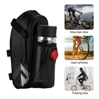 bicycle saddle bag cycling water bottle pouch ip44 waterproof bike taillight pocket with led light kettle tail bag