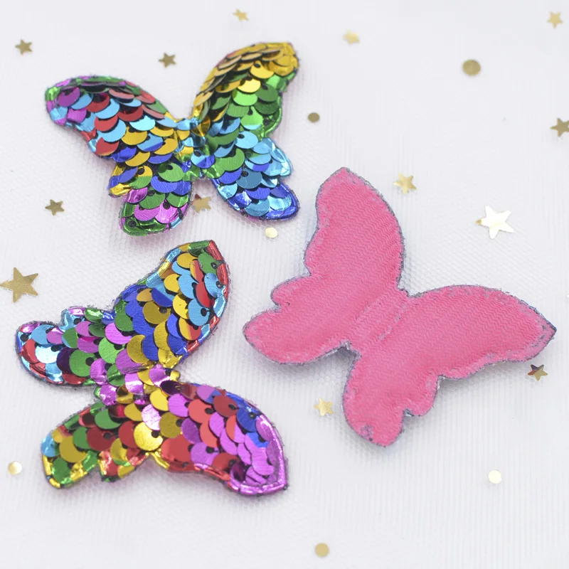 8 шт. блестящие красочные Аппликации Бабочки с блестками вышивка нашивки для