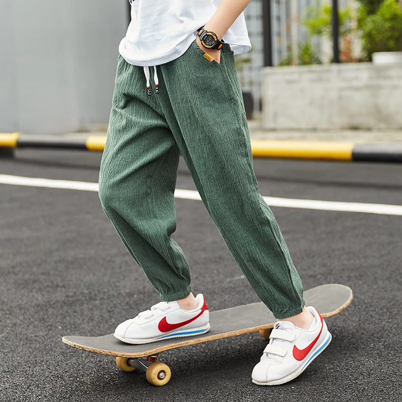 

2021 Boys Clothes Summer Pants Kids Ankle-length Casual Thin Loose Trousers Harem Joggers Sweatpants Woven Pants for Boys 12 14