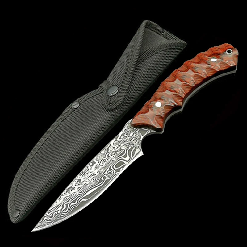 ToughKeng Красный Микарта ручка Forge 440 стальной нож с фиксированным лезвием 58HRC походные ножи для выживания