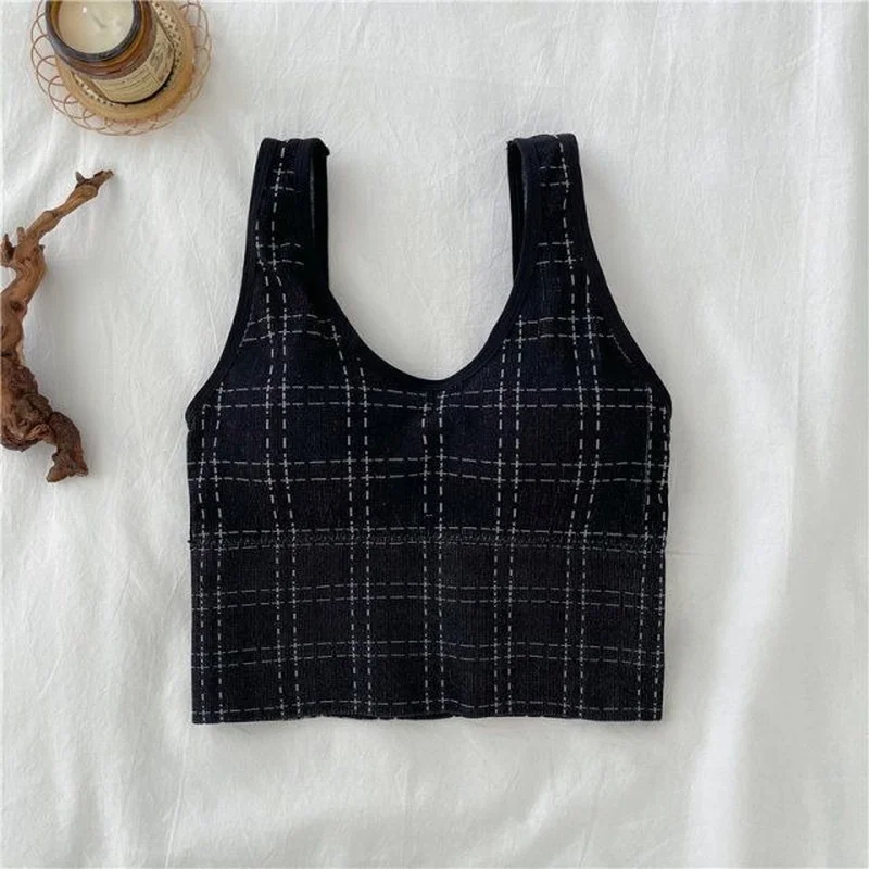 Майки женские в клетку пикантная универсальная простая Спортивная безрукавка