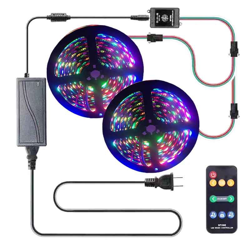 

DC5-12V SP106E RGB LED Music Controller+9 Keys RF Remote Addressable Pixel IC SPI For WS2811 WS2812B SK6812 APA102 Strip Light
