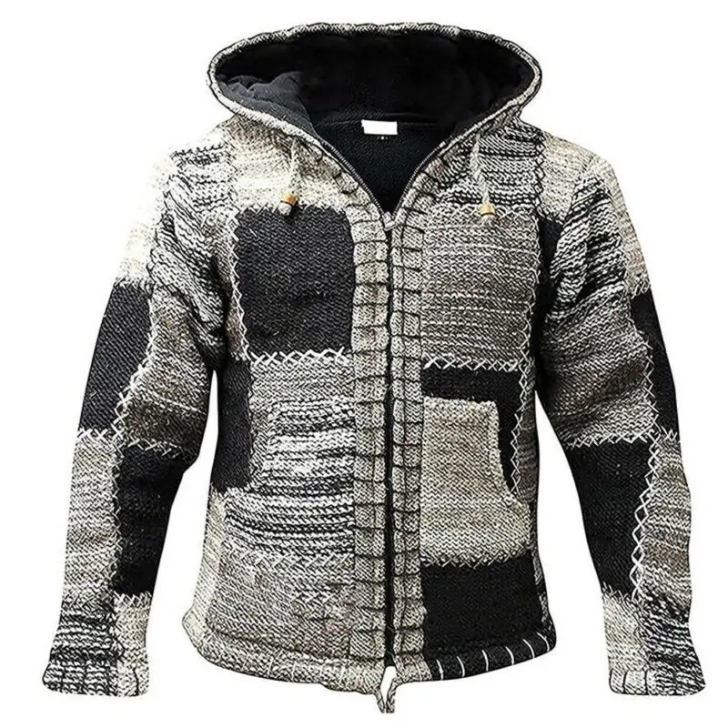 

Men Hippie Hoodie Fleece Zip Hooded Cardigan Bohemian Festival Hippy Jacket Top