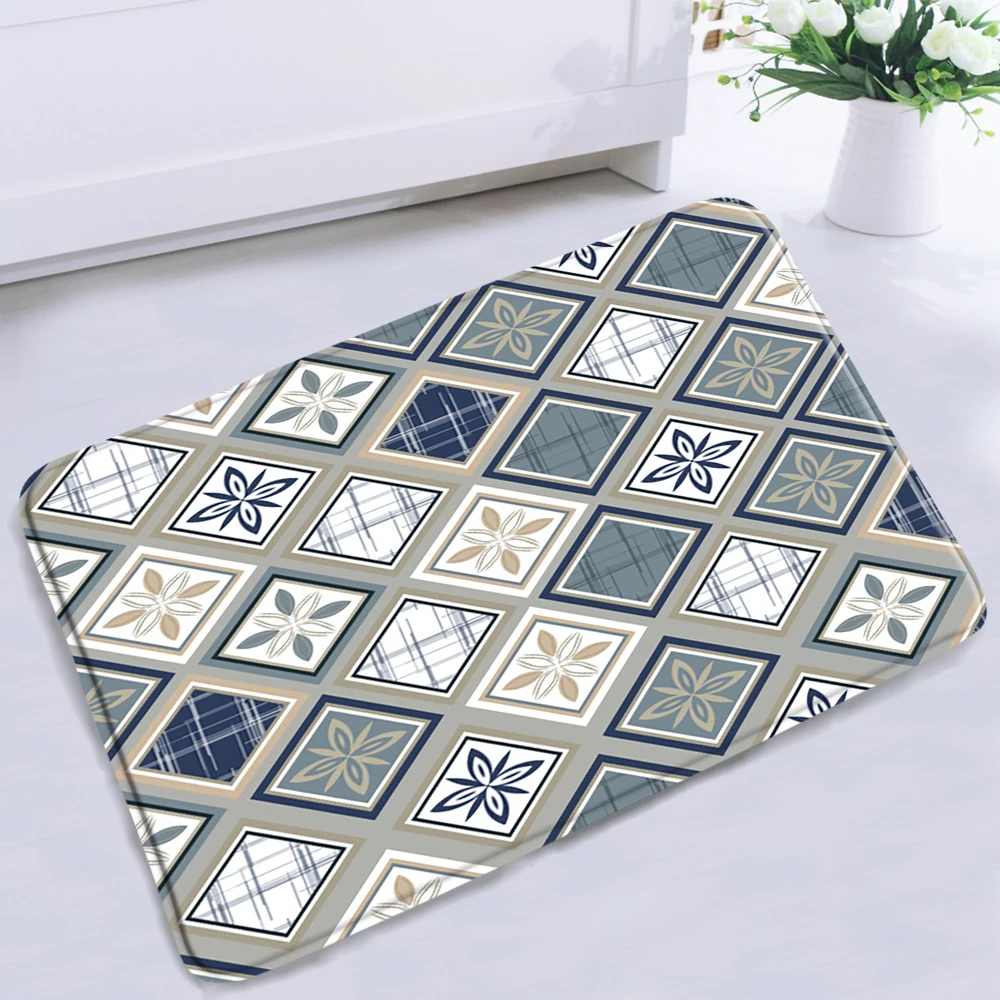 

modern Geometric Kitchen Mat Bedroom Entrance Doormat 3D Pattern Home Floor Decoration Living Room Carpet Bathroom Non-Slip Pad
