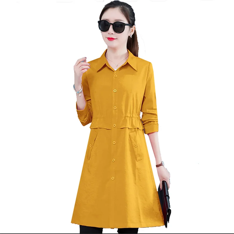 

Windbreaker women 2020 new Korean spring and autumn plus size mid-length slim fit waist Harajuku thin wind coat women