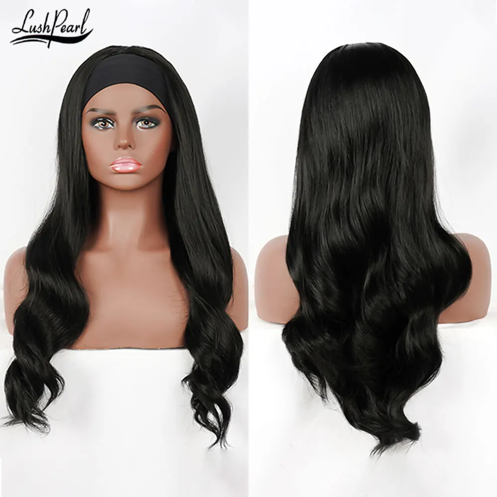 

Synthetic Headband Wig Body Wave Black Women's Wigs Long Wavy Cosplay Natural Fake Hair Ombre Glueless Curly Headwraps Wigs