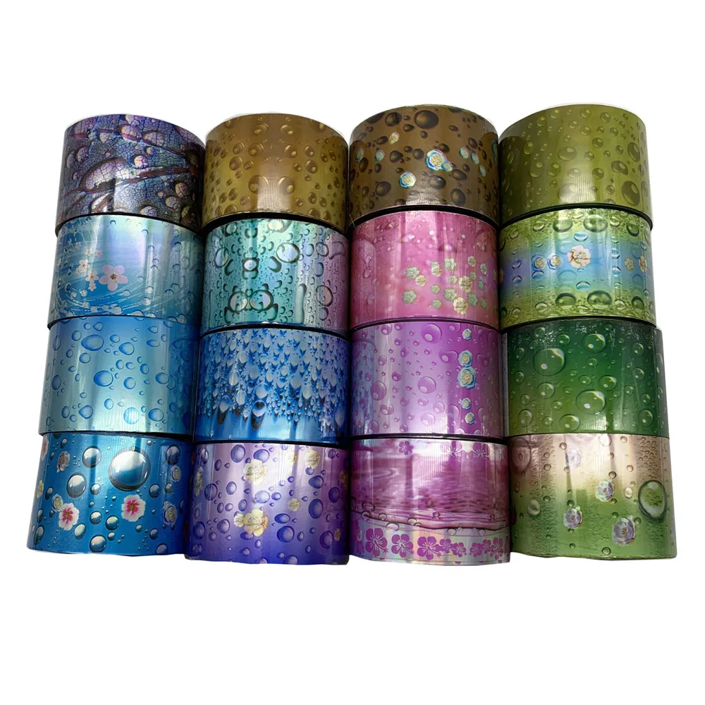 16 Rolls Water Drop Starry Foils Nail Sicker Starry Glitter Rain Flowers Dew Adhesive Decals Polish Sliders Nails Accessories