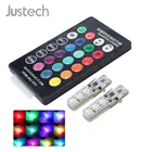 Justech 2 шт. T10 5050 светильник лампочка W5W 12V 6SMD RGB светодиодный с пультом дистанционного управления автомобиля светодиодный лампы Атмосфера 360 градусов светильник 7 цветов автомобильный светильник