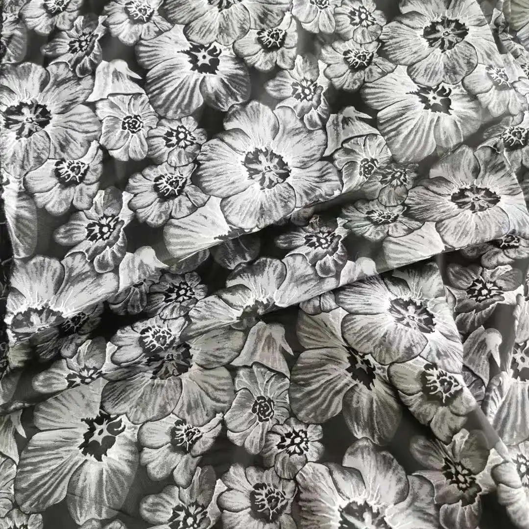 

140cm Wide Black and White Large Flower Jacquard Dense Knit Designer Fabric Handmade Sewing DIY Bag Cushion Material Telas